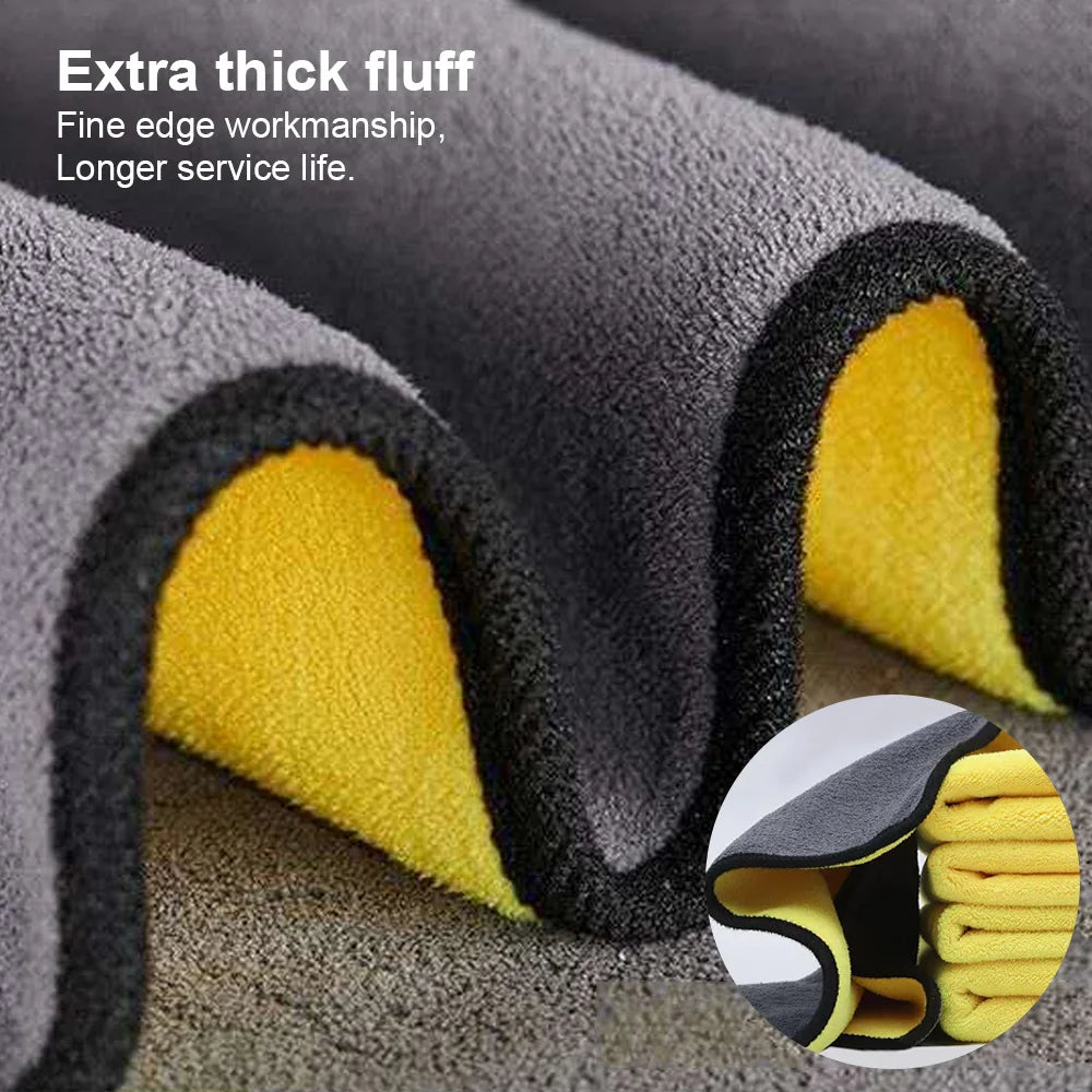 Car Microfiber Cleaning Towels – Double Layer, Lint-Free Detailing Cloths (1, 3 or 5 Pack)