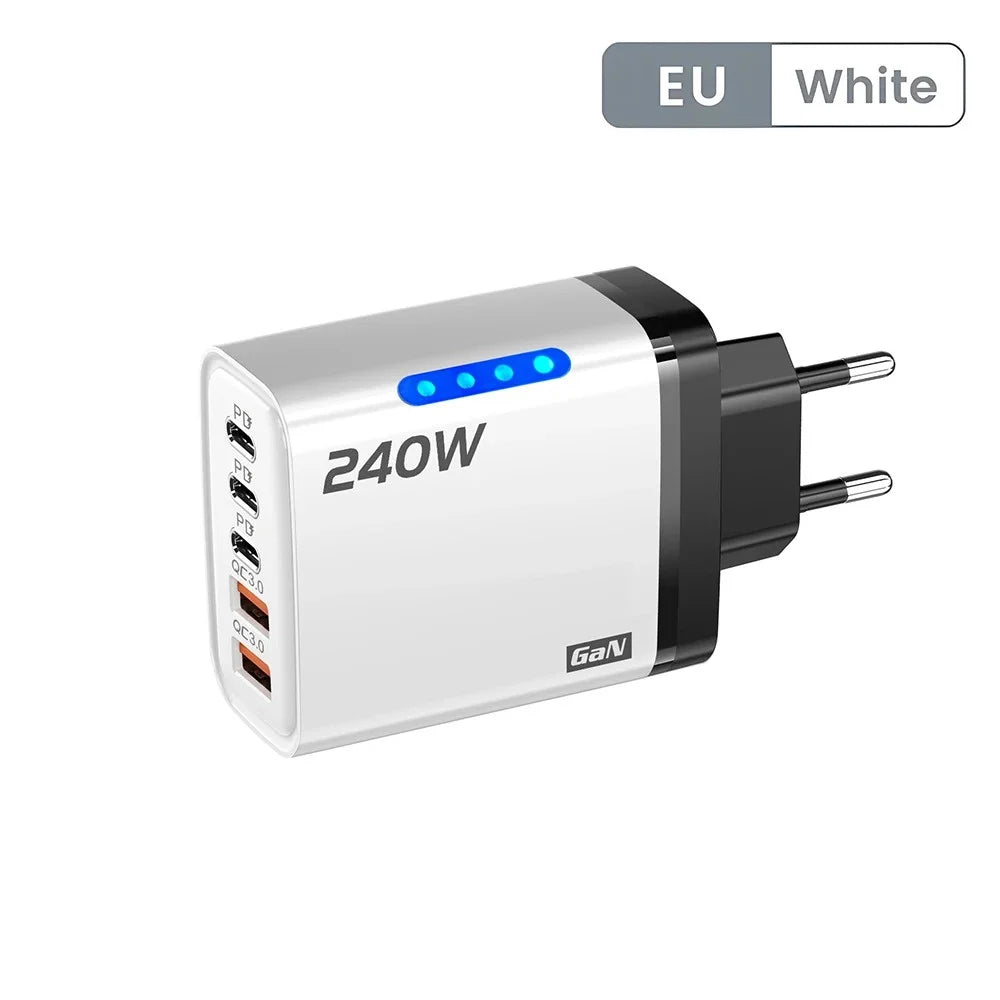 240W GaN USB-C Charger 5-in-1 – Fast Charging Wall Adapter for iPhone, Samsung & More