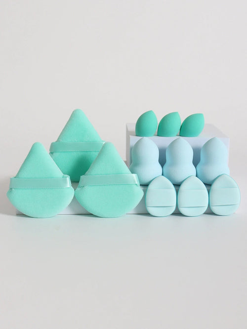 12-Piece All-Purpose Makeup Sponge Set – Powder Puffs, Air Cushion Puffs & Beauty Blender Eggs