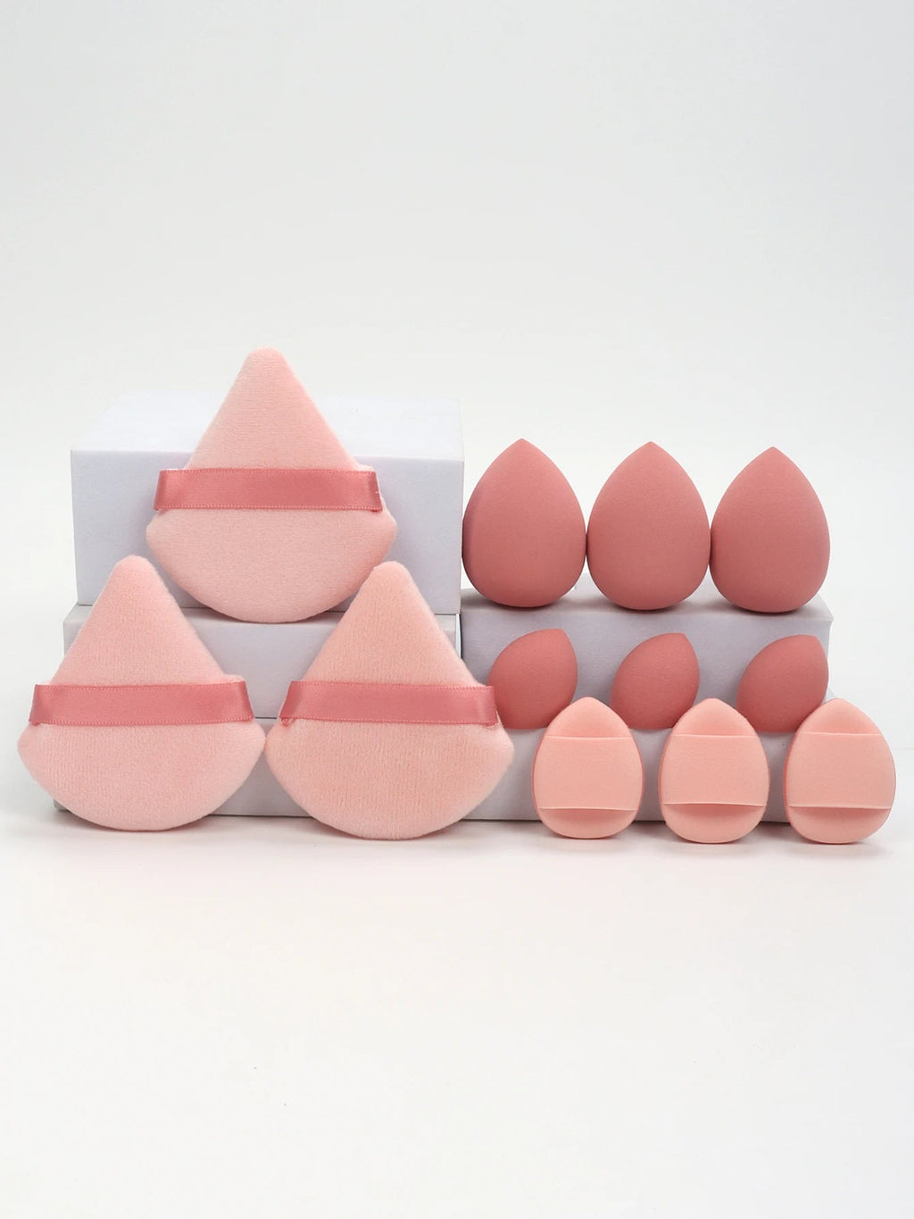 12-Piece All-Purpose Makeup Sponge Set – Powder Puffs, Air Cushion Puffs & Beauty Blender Eggs