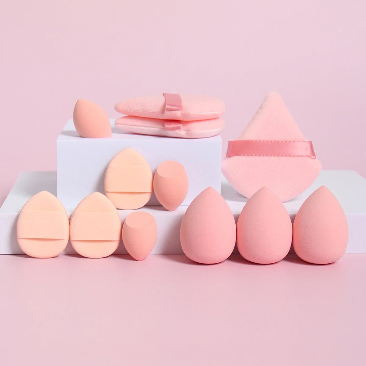 12-Piece All-Purpose Makeup Sponge Set – Powder Puffs, Air Cushion Puffs & Beauty Blender Eggs