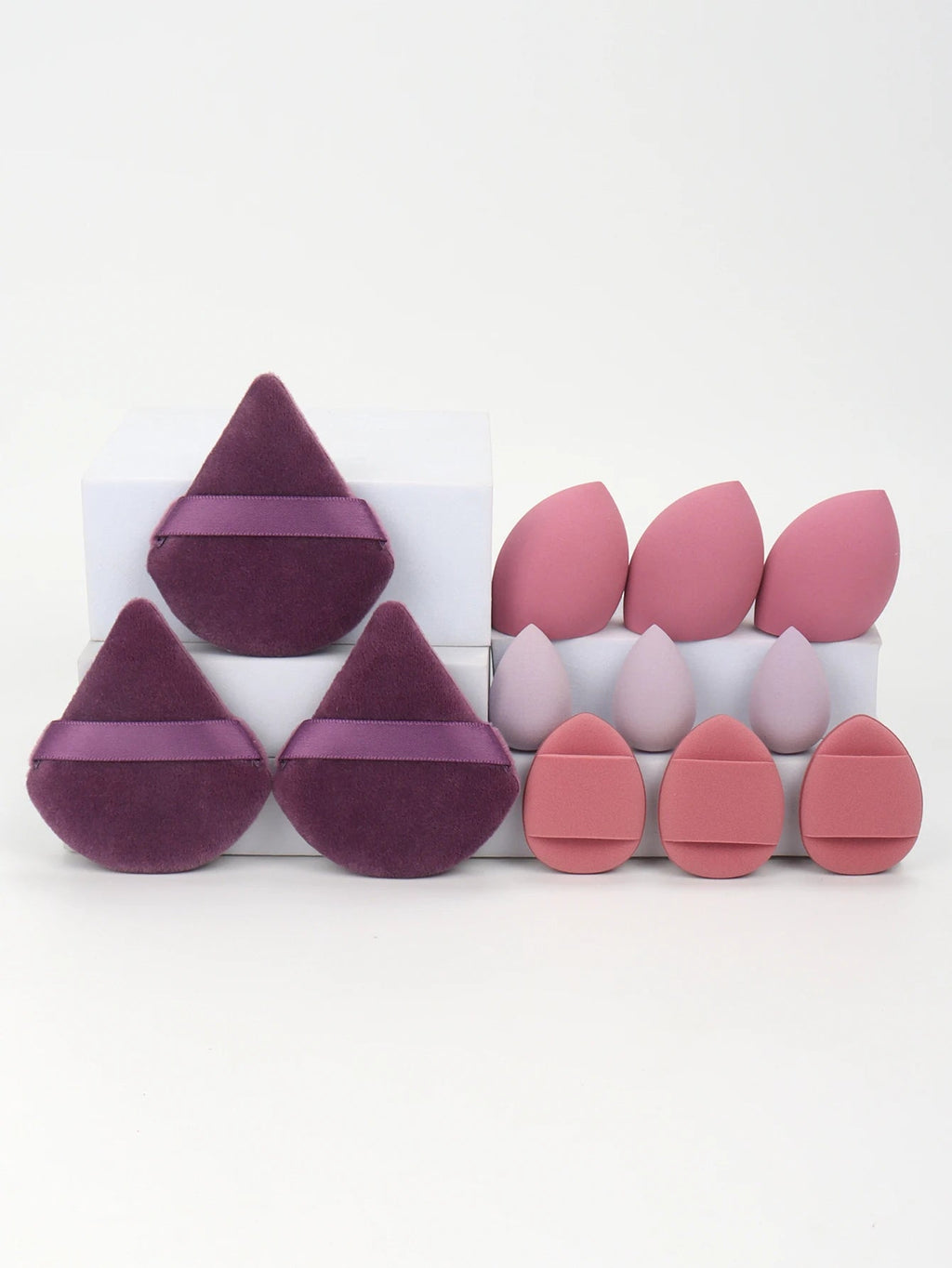 12-Piece All-Purpose Makeup Sponge Set – Powder Puffs, Air Cushion Puffs & Beauty Blender Eggs