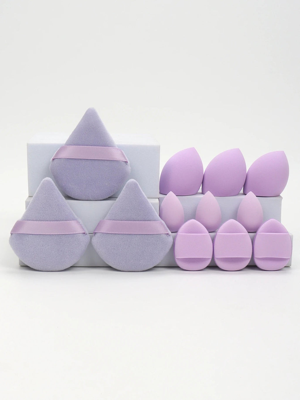 12-Piece All-Purpose Makeup Sponge Set – Powder Puffs, Air Cushion Puffs & Beauty Blender Eggs