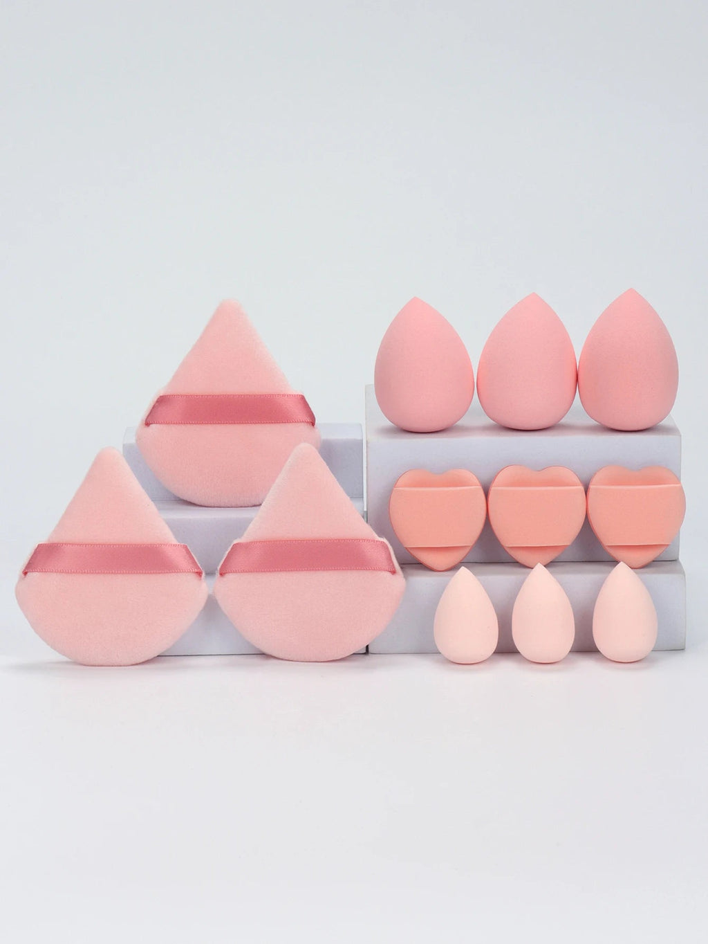 12-Piece All-Purpose Makeup Sponge Set – Powder Puffs, Air Cushion Puffs & Beauty Blender Eggs