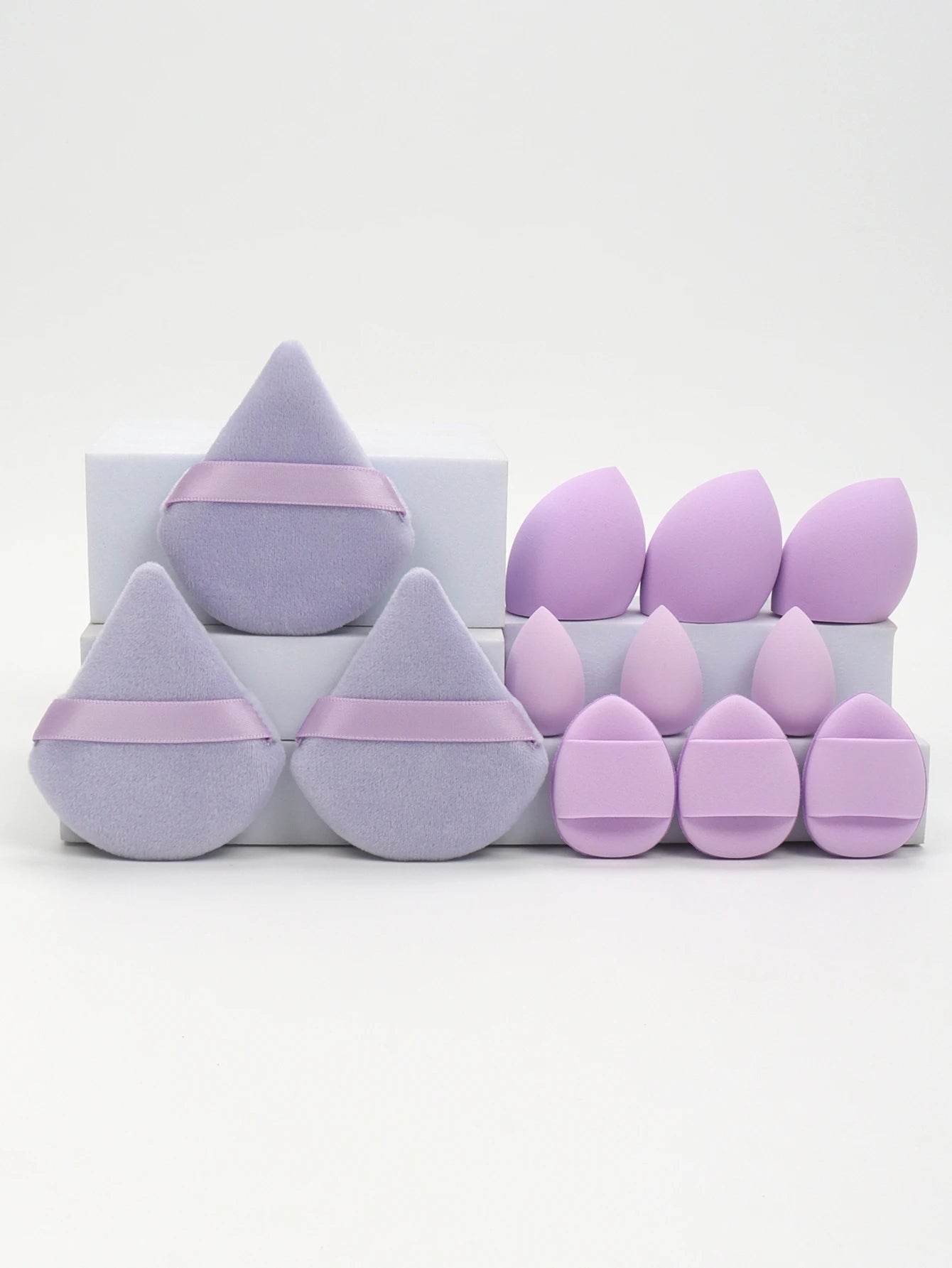 12-Piece All-Purpose Makeup Sponge Set – Powder Puffs, Air Cushion Puffs & Beauty Blender Eggs