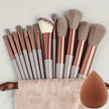 13-Piece Professional Makeup Brush Set – Kabuki, Eyeshadow, Foundation & Powder Brushes with Storage Bag