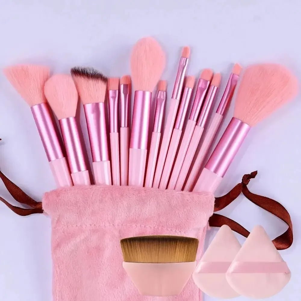 13-Piece Professional Makeup Brush Set – Kabuki, Eyeshadow, Foundation & Powder Brushes with Storage Bag