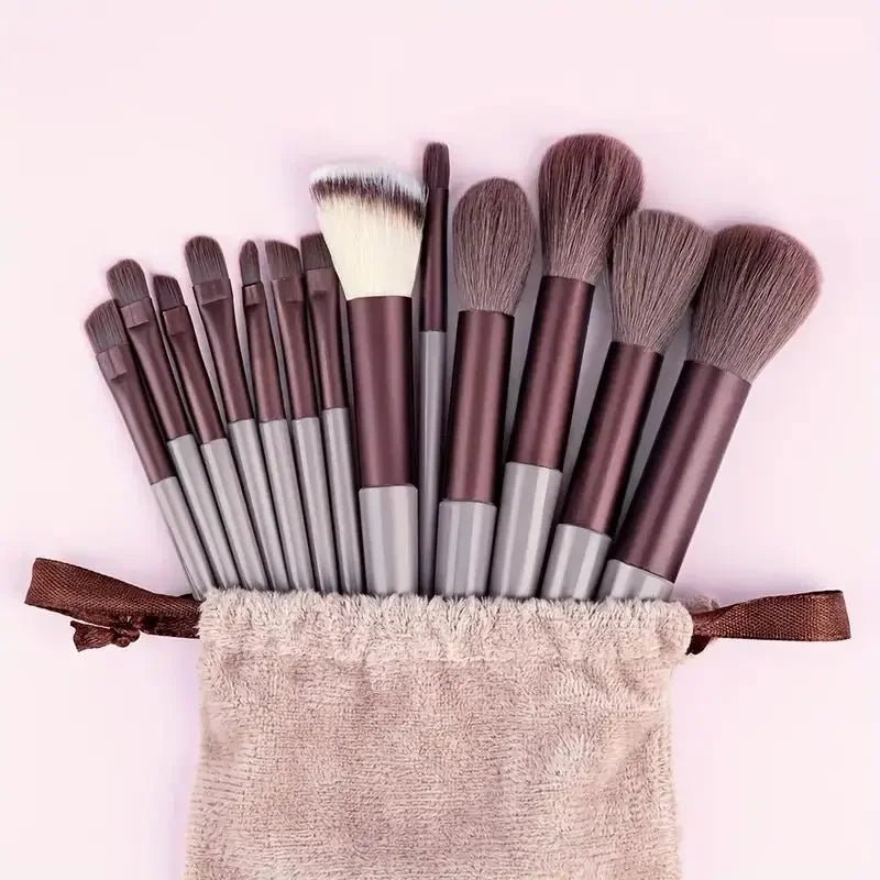 13-Piece Professional Makeup Brush Set – Kabuki, Eyeshadow, Foundation & Powder Brushes with Storage Bag