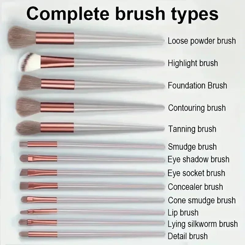 13-Piece Professional Makeup Brush Set – Kabuki, Eyeshadow, Foundation & Powder Brushes with Storage Bag