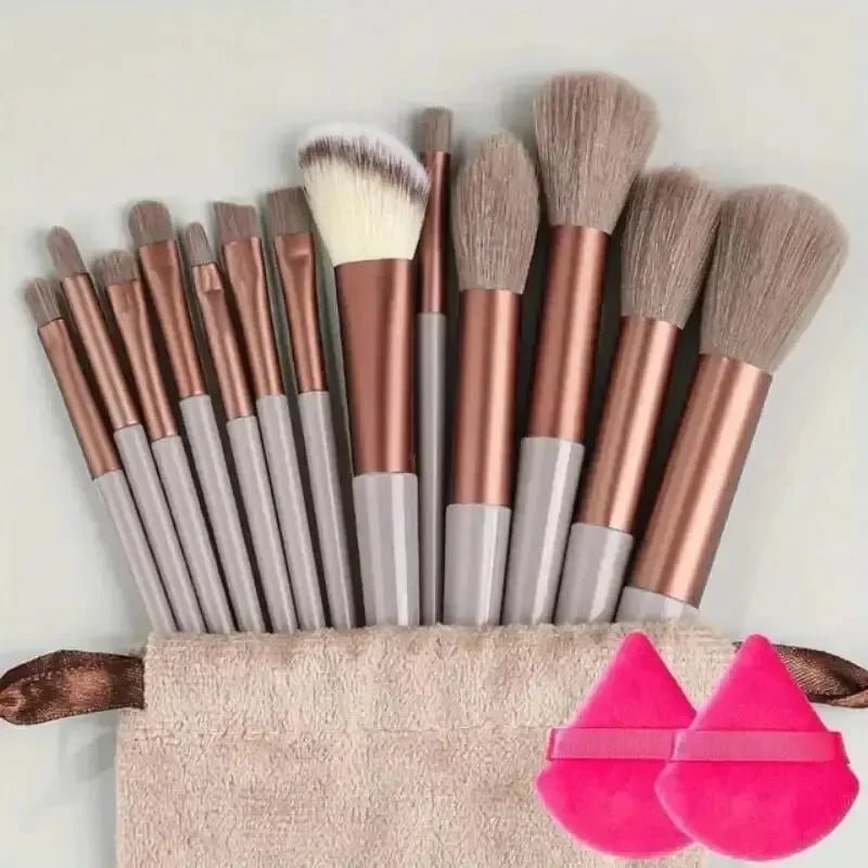 13-Piece Professional Makeup Brush Set – Kabuki, Eyeshadow, Foundation & Powder Brushes with Storage Bag
