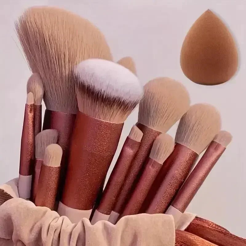 13-Piece Professional Makeup Brush Set – Kabuki, Eyeshadow, Foundation & Powder Brushes with Storage Bag