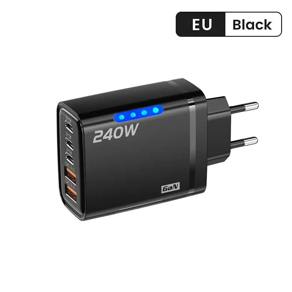 240W GaN USB-C Charger 5-in-1 – Fast Charging Wall Adapter for iPhone, Samsung & More
