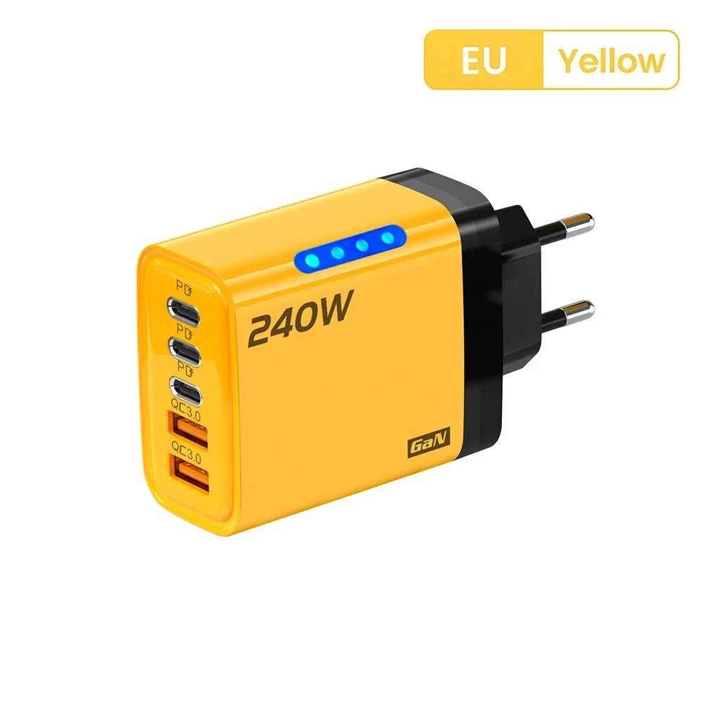 240W GaN USB-C Charger 5-in-1 – Fast Charging Wall Adapter for iPhone, Samsung & More