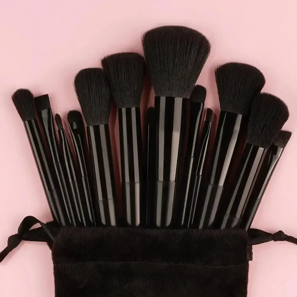 13-Piece Professional Makeup Brush Set – Kabuki, Eyeshadow, Foundation & Powder Brushes with Storage Bag