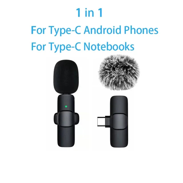 Wireless Lavalier Microphone – USB-C & Lightning, Noise Reduction for iPhone, Android & Live Streaming