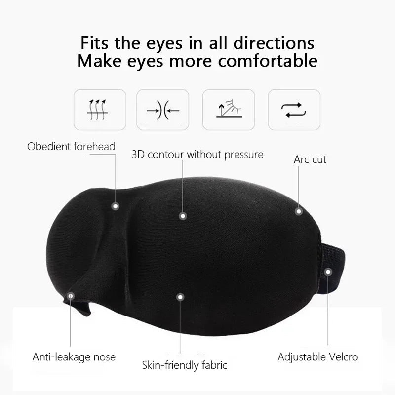 3D Contoured Sleep Eye Mask – Soft, Breathable Blackout Sleeping Mask for Men & Women