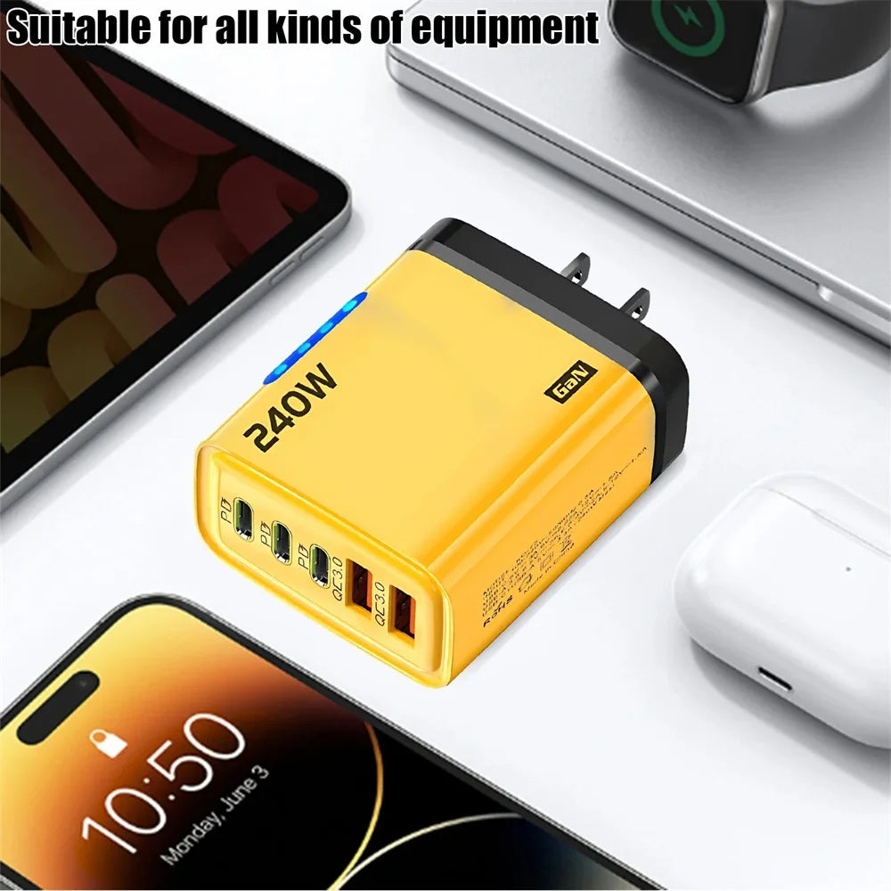 240W GaN USB-C Charger 5-in-1 – Fast Charging Wall Adapter for iPhone, Samsung & More