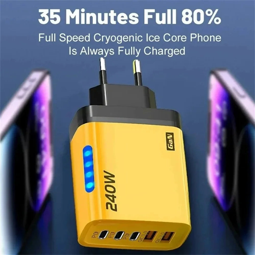 240W GaN USB-C Charger 5-in-1 – Fast Charging Wall Adapter for iPhone, Samsung & More