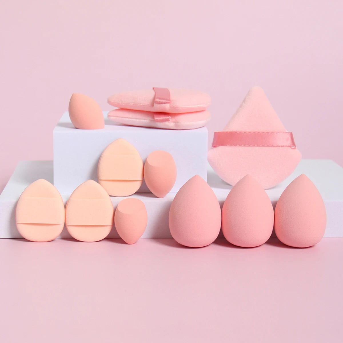 12-Piece All-Purpose Makeup Sponge Set – Powder Puffs, Air Cushion Puffs & Beauty Blender Eggs