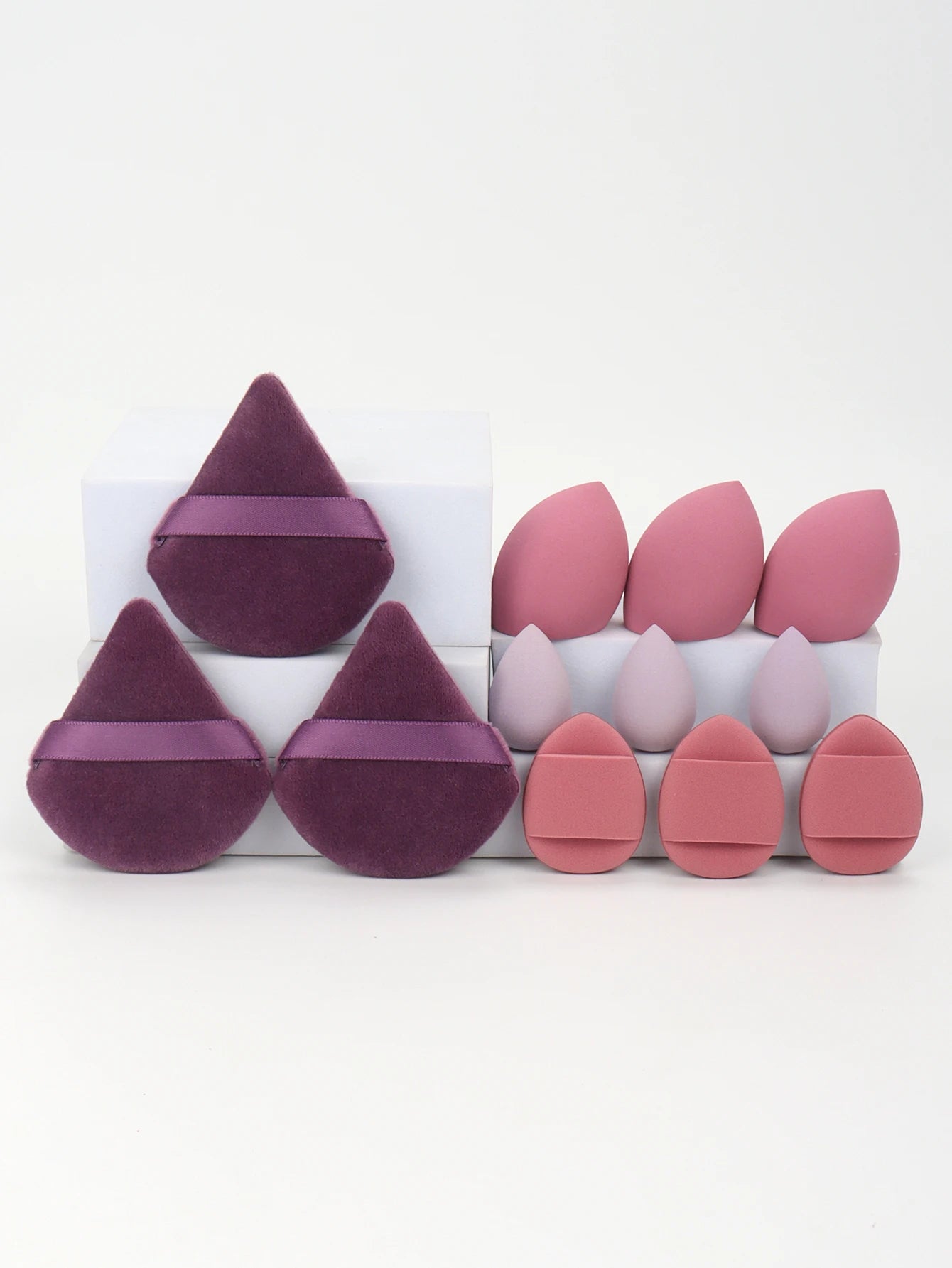 12-Piece All-Purpose Makeup Sponge Set – Powder Puffs, Air Cushion Puffs & Beauty Blender Eggs