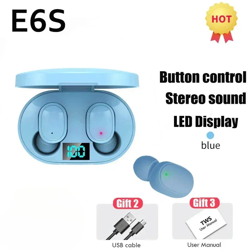 E6S Air Pro Bluetooth Earbuds – Wireless, Noise Cancelling with LED Display & Mic