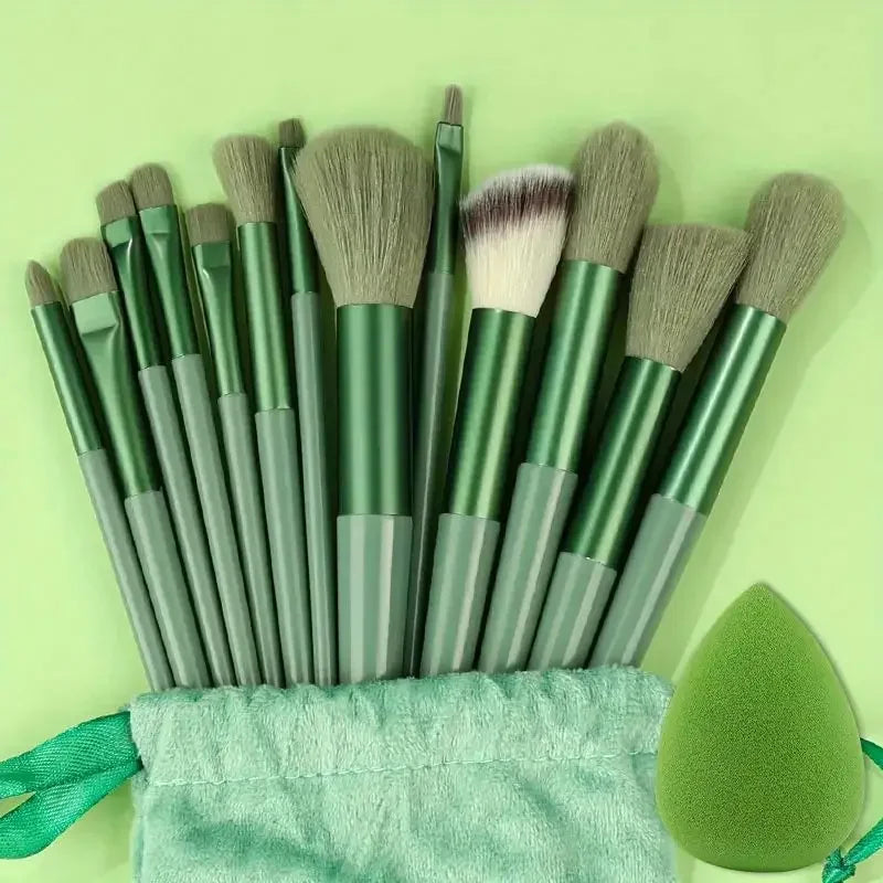 13-Piece Professional Makeup Brush Set – Kabuki, Eyeshadow, Foundation & Powder Brushes with Storage Bag