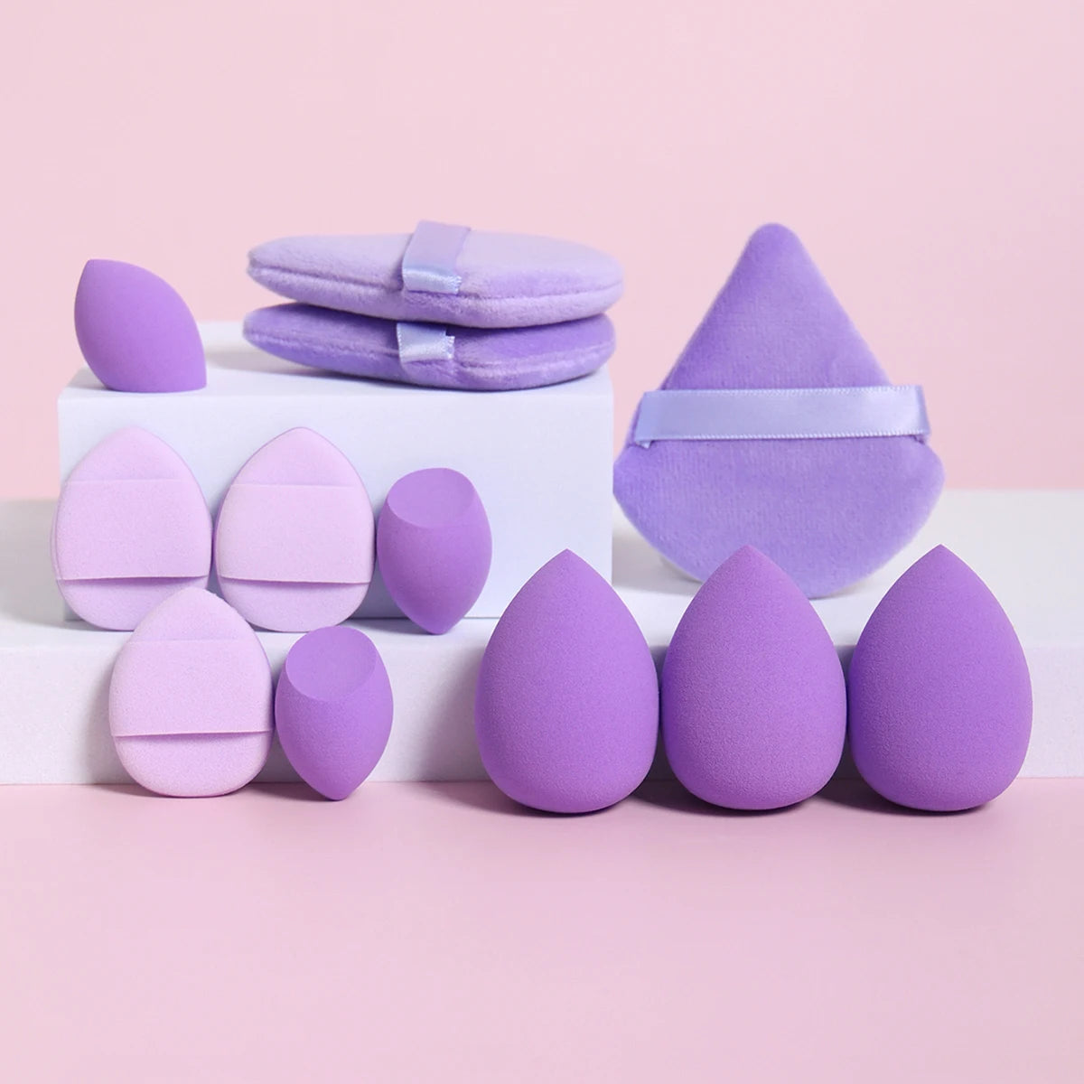 12-Piece All-Purpose Makeup Sponge Set – Powder Puffs, Air Cushion Puffs & Beauty Blender Eggs