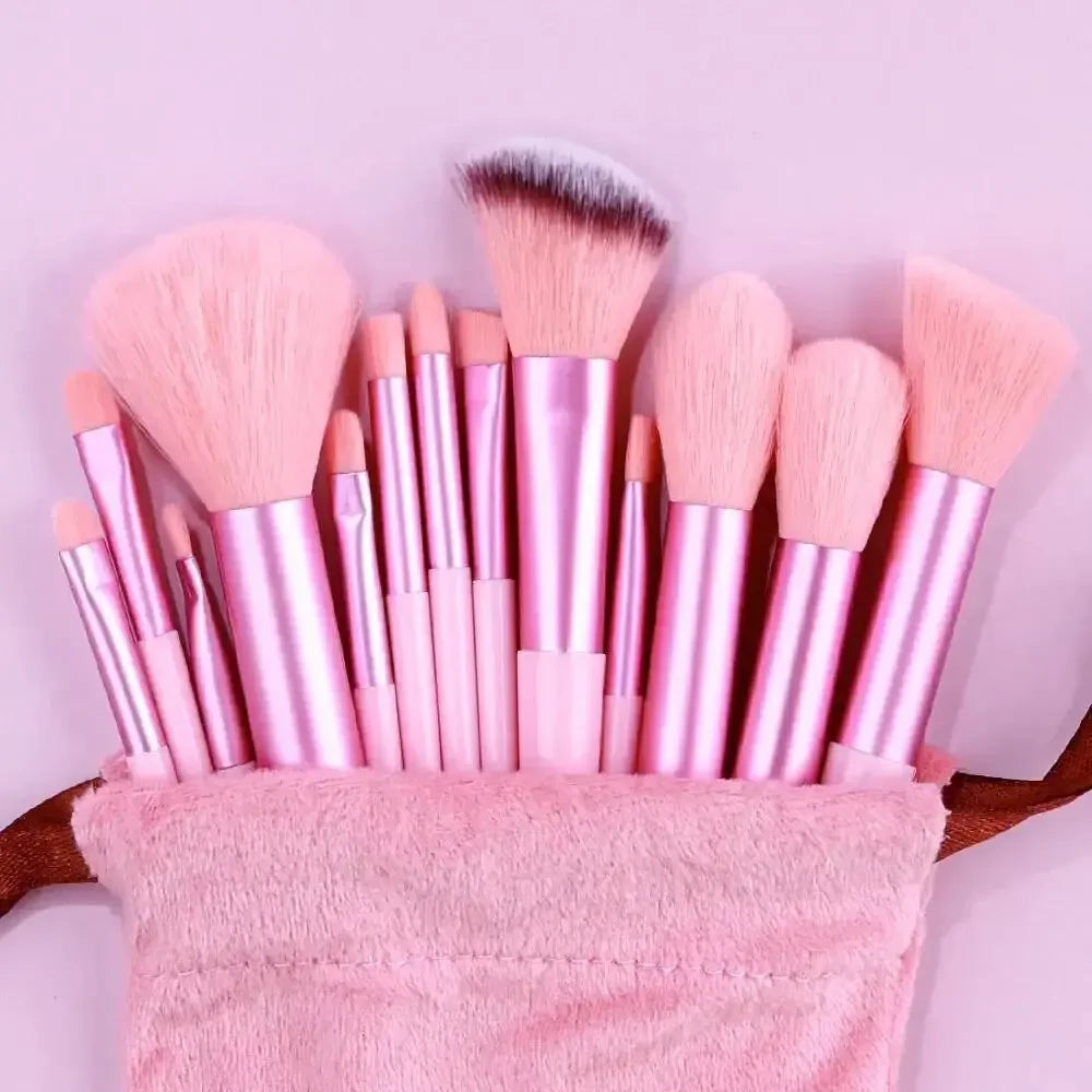 13-Piece Professional Makeup Brush Set – Kabuki, Eyeshadow, Foundation & Powder Brushes with Storage Bag