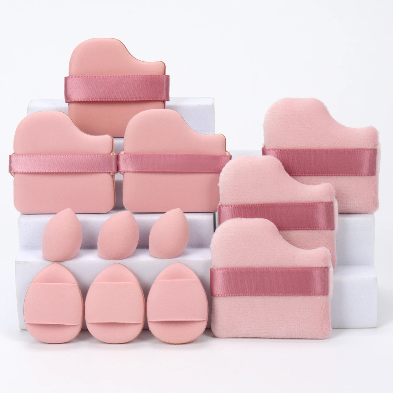 12-Piece All-Purpose Makeup Sponge Set – Powder Puffs, Air Cushion Puffs & Beauty Blender Eggs