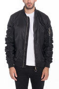 Flight Lined Bomber Jacket – Regular Fit with Scrunched Sleeve Detail & Pocket