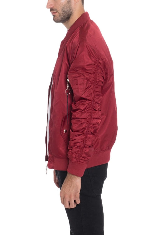 Flight Lined Bomber Jacket – Regular Fit with Scrunched Sleeve Detail & Pocket