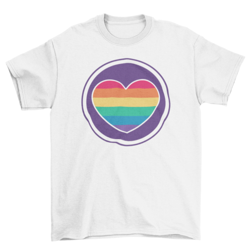 Rainbow Heart T-Shirt – Colorful Graphic Tee, 5 Colors, Sizes S–3XL
