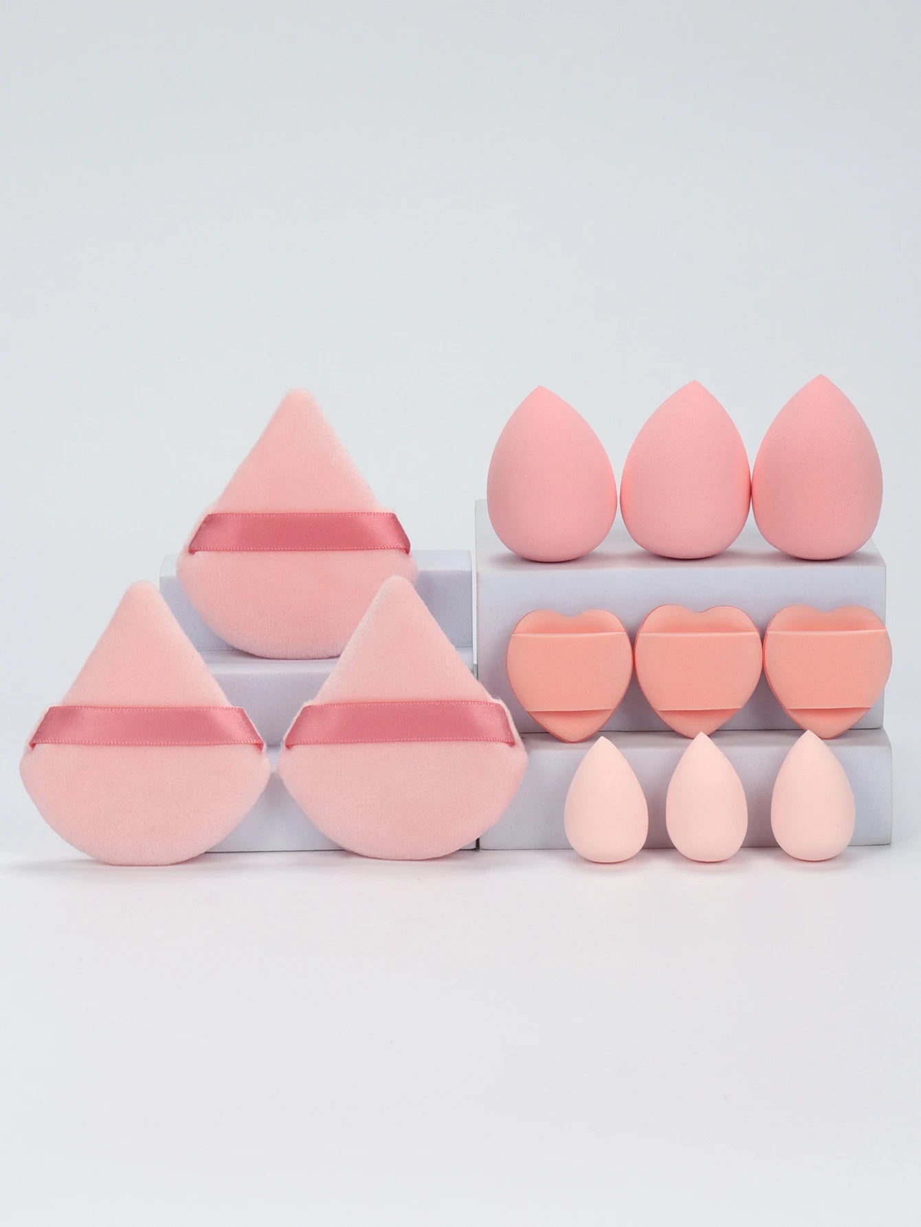 12-Piece All-Purpose Makeup Sponge Set – Powder Puffs, Air Cushion Puffs & Beauty Blender Eggs