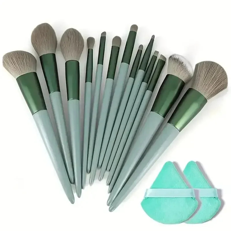 13-Piece Professional Makeup Brush Set – Kabuki, Eyeshadow, Foundation & Powder Brushes with Storage Bag