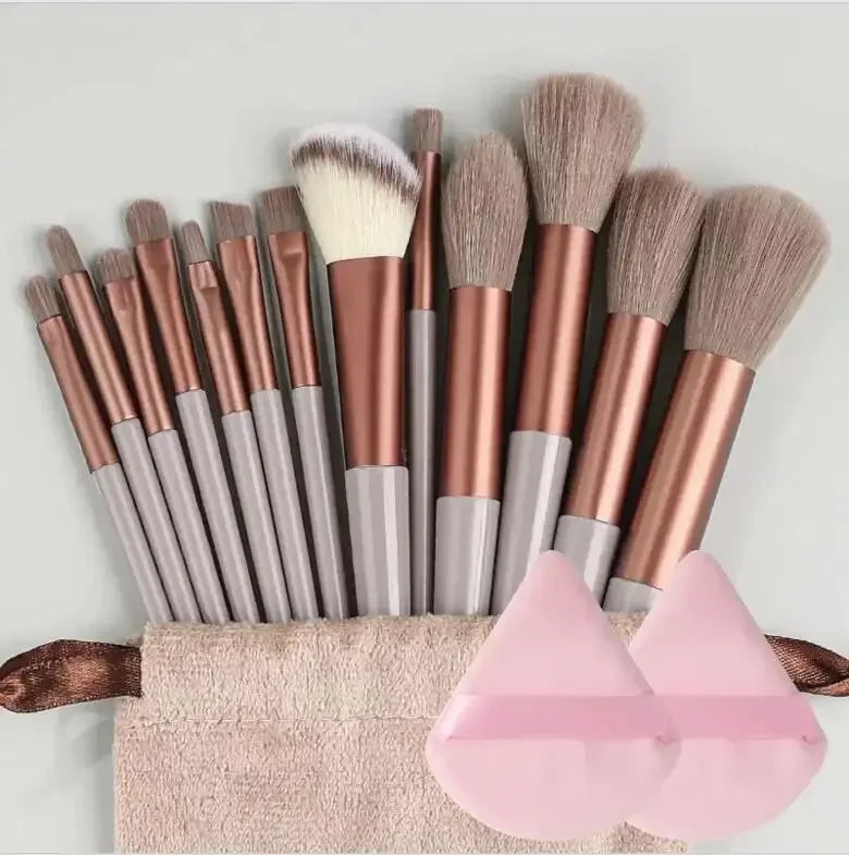 13-Piece Professional Makeup Brush Set – Kabuki, Eyeshadow, Foundation & Powder Brushes with Storage Bag