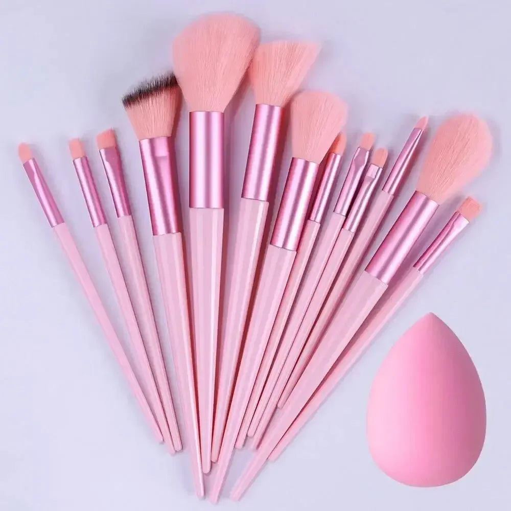 13-Piece Professional Makeup Brush Set – Kabuki, Eyeshadow, Foundation & Powder Brushes with Storage Bag