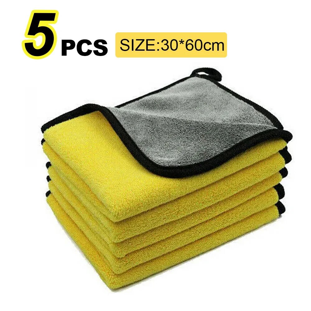 Car Microfiber Cleaning Towels – Double Layer, Lint-Free Detailing Cloths (1, 3 or 5 Pack)