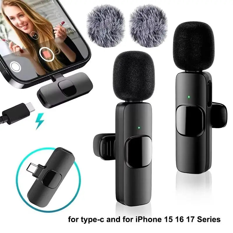 Wireless Lavalier Microphone – USB-C & Lightning, Noise Reduction for iPhone, Android & Live Streaming