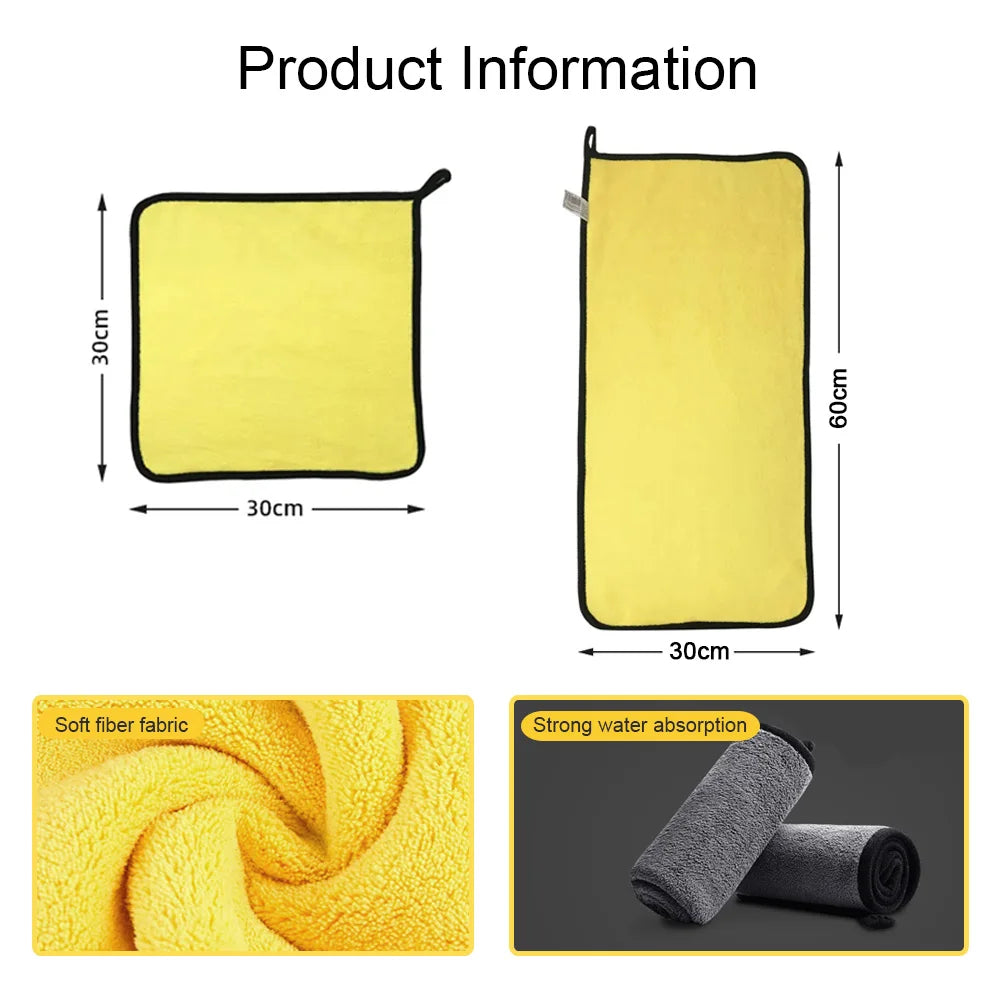 Car Microfiber Cleaning Towels – Double Layer, Lint-Free Detailing Cloths (1, 3 or 5 Pack)
