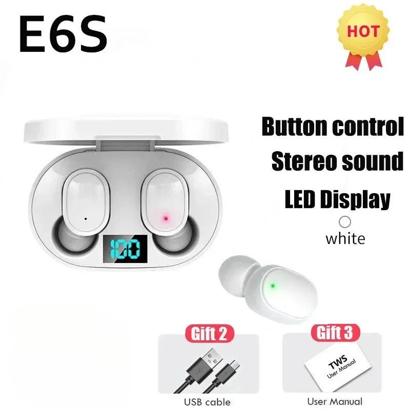 E6S Air Pro Bluetooth Earbuds – Wireless, Noise Cancelling with LED Display & Mic