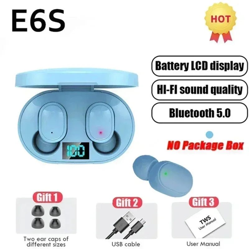 E6S Air Pro Bluetooth Earbuds – Wireless, Noise Cancelling with LED Display & Mic