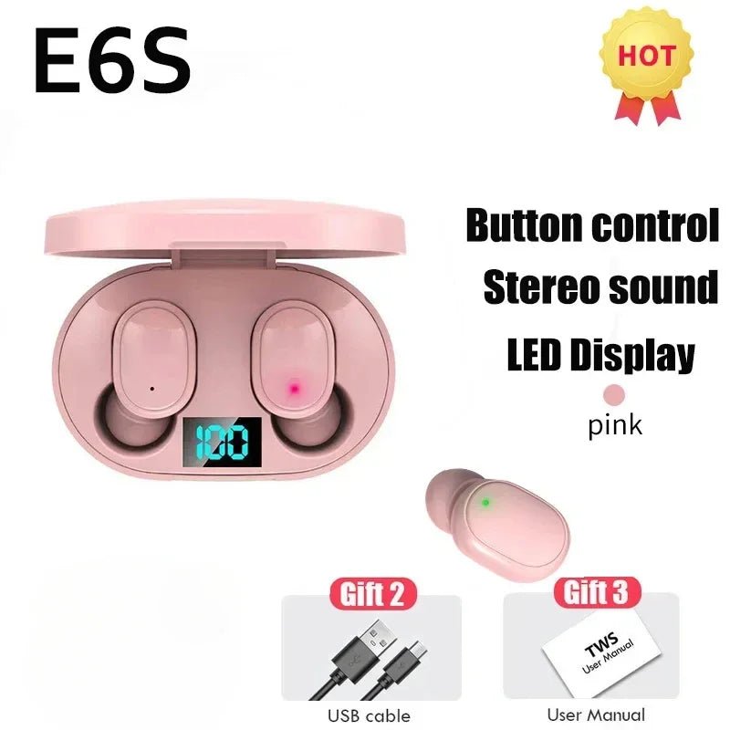 E6S Air Pro Bluetooth Earbuds – Wireless, Noise Cancelling with LED Display & Mic
