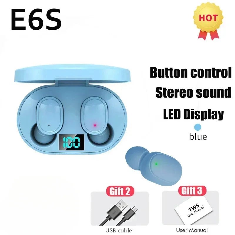 E6S Air Pro Bluetooth Earbuds – Wireless, Noise Cancelling with LED Display & Mic