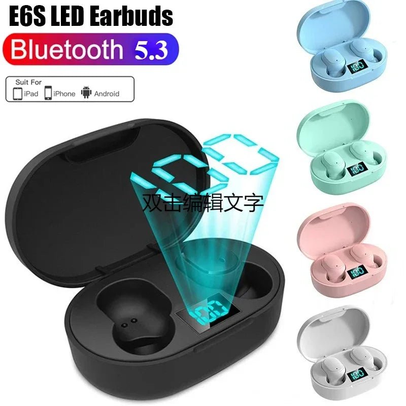 E6S Air Pro Bluetooth Earbuds – Wireless, Noise Cancelling with LED Display & Mic
