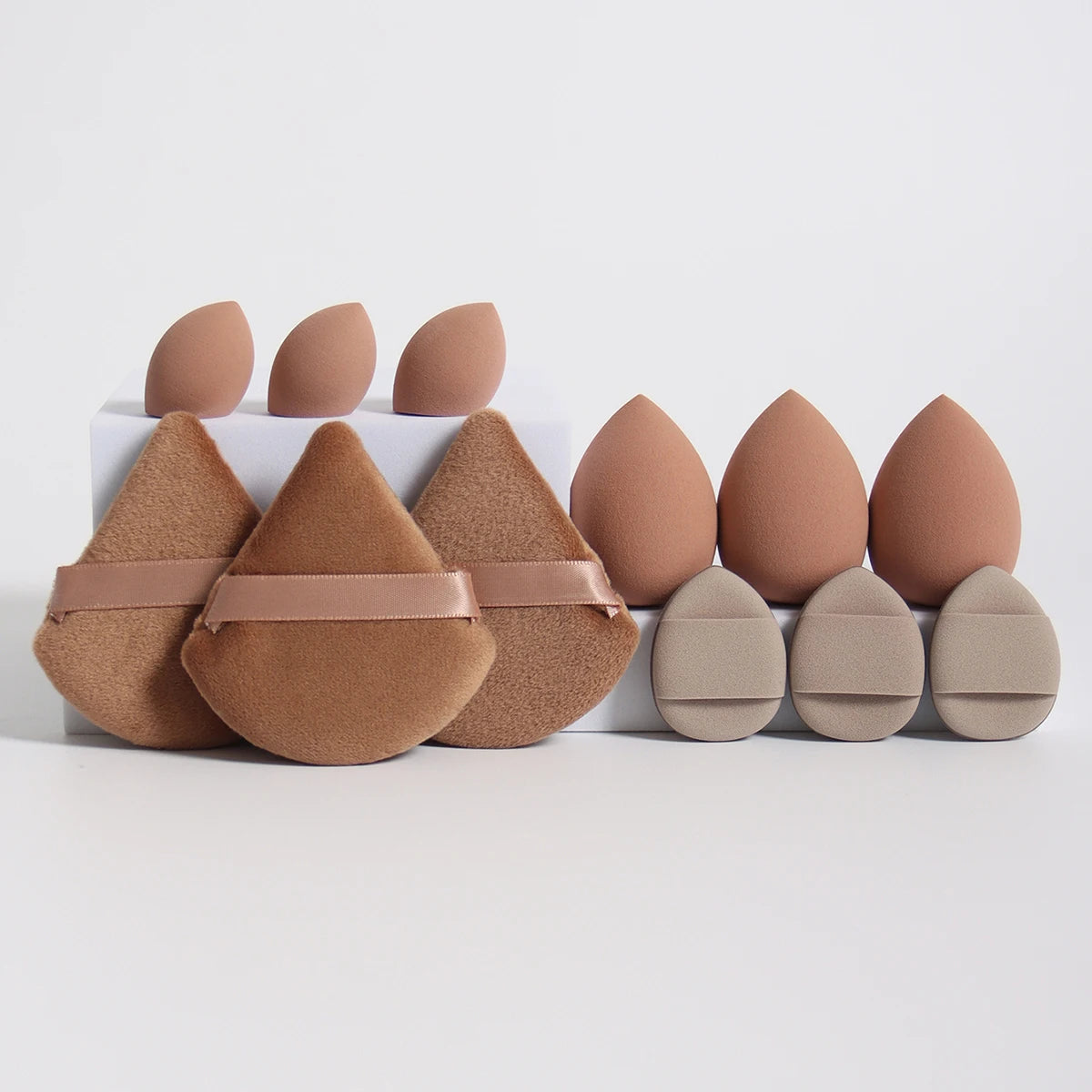 12-Piece All-Purpose Makeup Sponge Set – Powder Puffs, Air Cushion Puffs & Beauty Blender Eggs