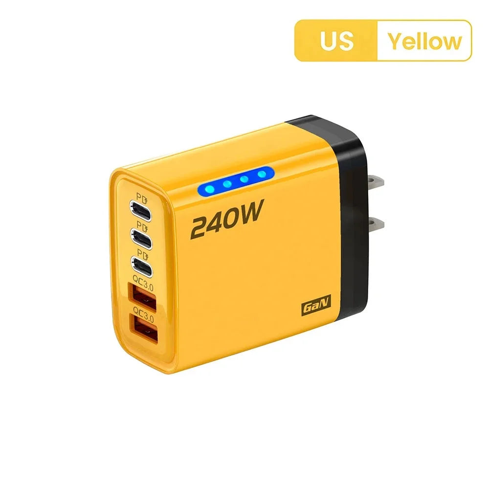 240W GaN USB-C Charger 5-in-1 – Fast Charging Wall Adapter for iPhone, Samsung & More