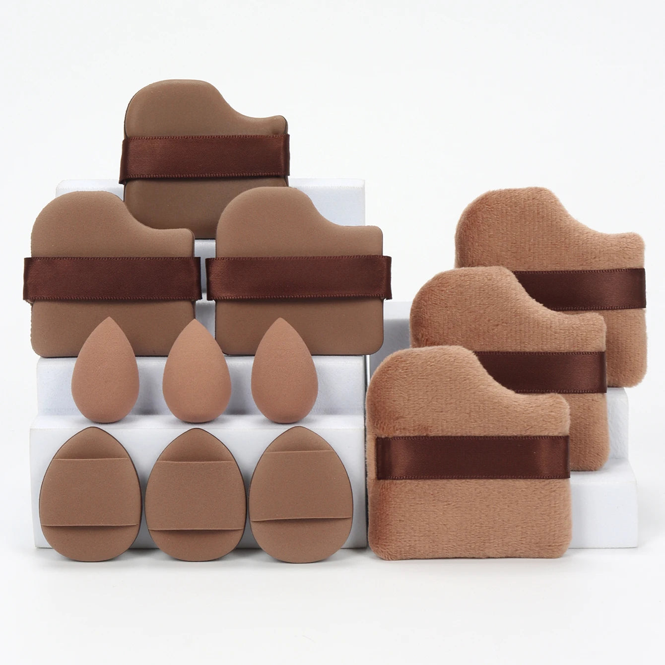 12-Piece All-Purpose Makeup Sponge Set – Powder Puffs, Air Cushion Puffs & Beauty Blender Eggs