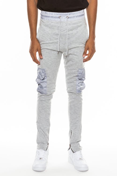 Heathered Cotton Blend Joggers – Elastic Waist with Drawstring & Cargo Pocket, Sizes S–3XL