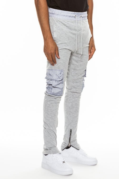 Heathered Cotton Blend Joggers – Elastic Waist with Drawstring & Cargo Pocket, Sizes S–3XL
