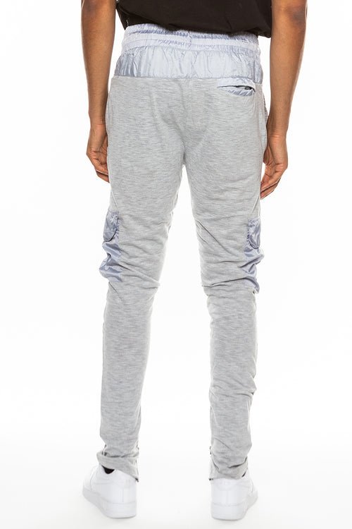 Heathered Cotton Blend Joggers – Elastic Waist with Drawstring & Cargo Pocket, Sizes S–3XL